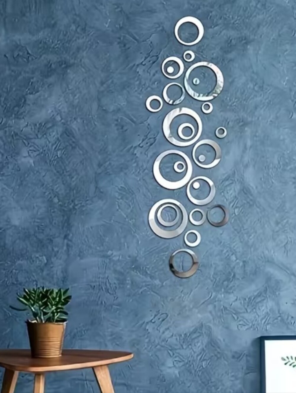 24pc.Modern Silver Circle Wall Art - Contemporary Home Wall Decor